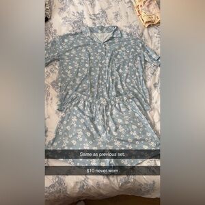 Floral Blue Pajama Set